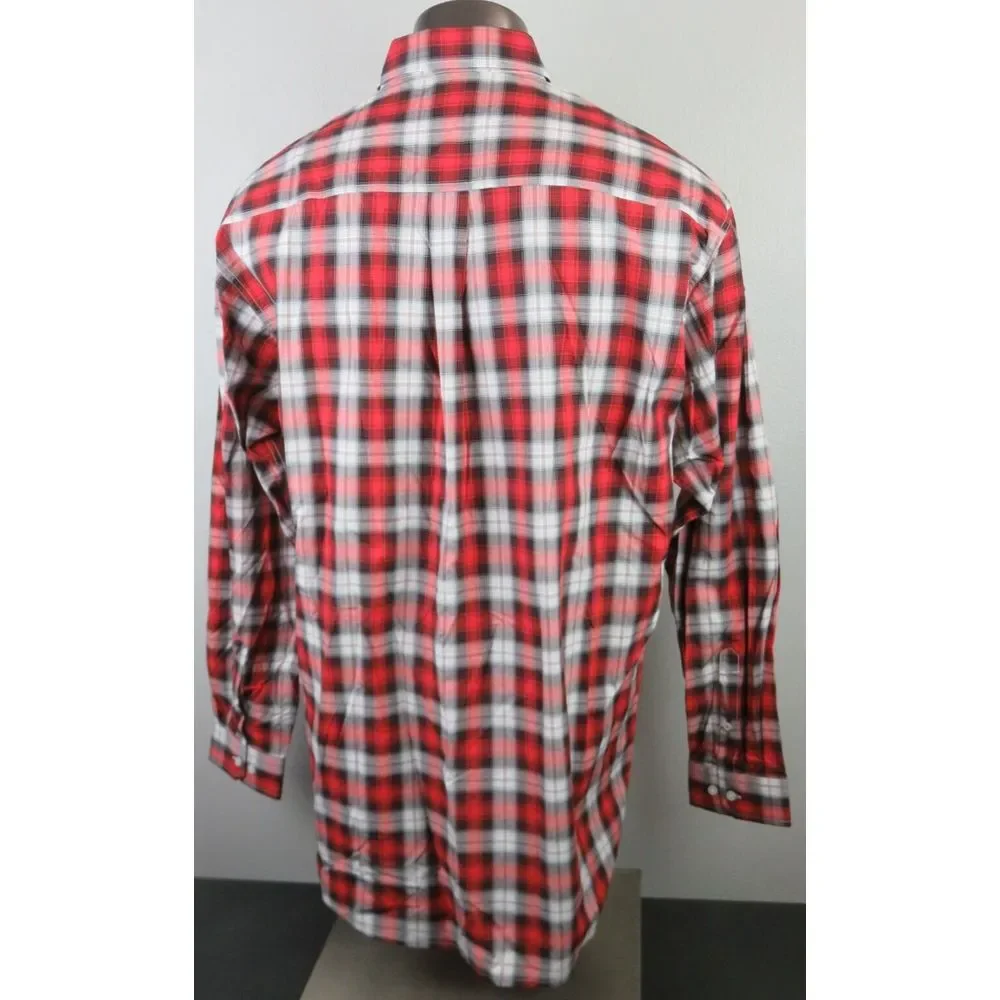 Mens Cinch Western Long Sleeve Button Front Shirt Size XL‎ Red Gray Plaid